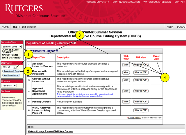 Viewing Department Reports