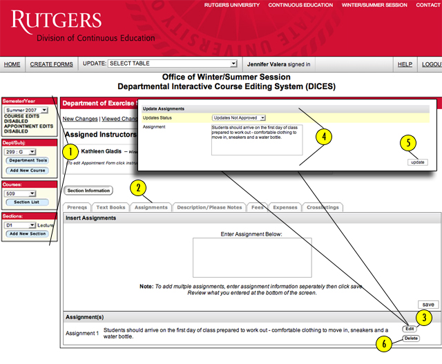 Modifying existing assignments