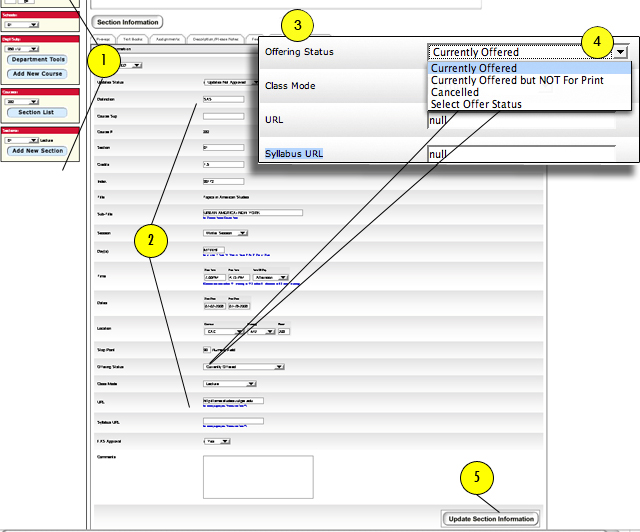 Modifying Offering Status of a Course
